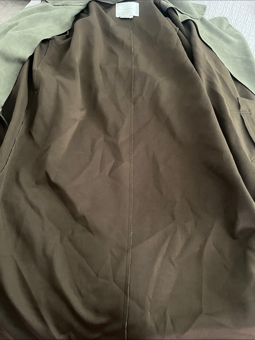 Anthropologie  Olive Green Suede Trench Coat with Belt - Picture 13 of 16